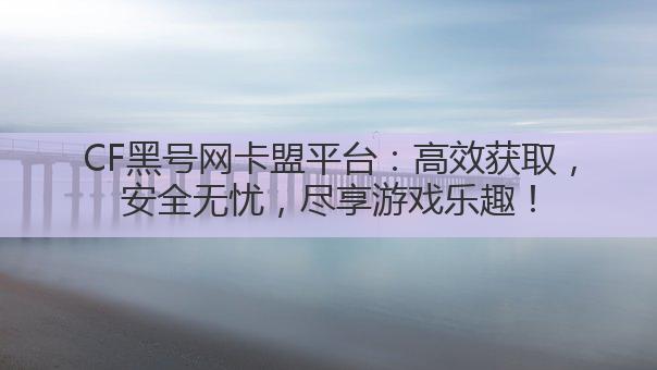 CF黑号网卡盟平台：高效获取，安全无忧，尽享游戏乐趣！